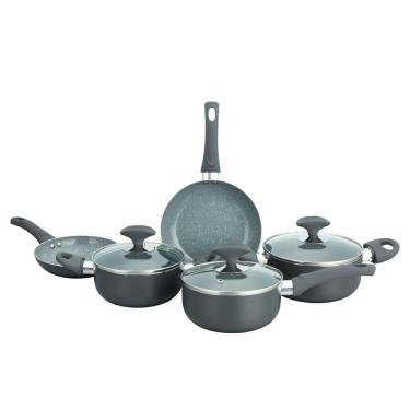 Imagem de Conjunto 5 Panelas Cerâmica Casa do Chef Tampa de Vidro Cinza