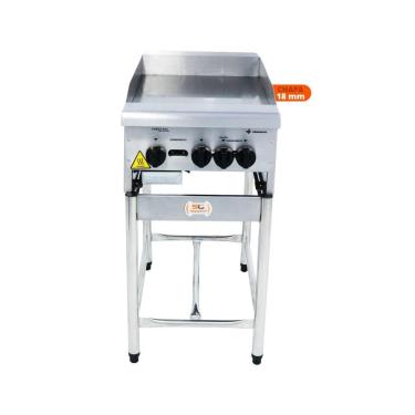 Imagem de Chapa Americana Profissional 45cm A Gás 18mm Lisa Inox Com Pé Cgp45 - Venâncio