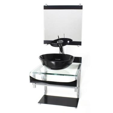 Imagem de Gabinete de vidro 40cm para banheiro curvado duplo pc cuba redonda pre