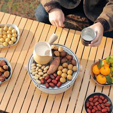 Imagem de Greira portátil para churrasco fogão fogão aço inoxidável churrasqueira dividida multi -funcional acampamento ao ar livre Ferramenta de cozinha de churrasqueira branca 310mm