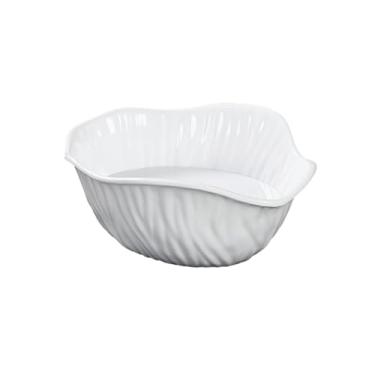 Imagem de Bandeja de gelo seco de porcelana de imitação de sashimi de cor de esmalte irregular comercial estilo nórdico - 32,3 cm [branco]