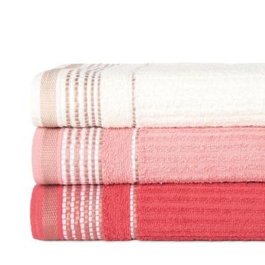 Imagem de Kit 3 Toalhas de Banho Luxo Banhão Gigante Roma Canelada 70x145cm - Mc