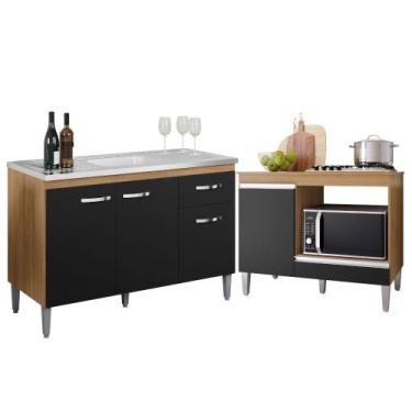 Imagem de Kit Balcão de Pia 3 Portas Gabriela 120cm com Balcão Cooktop Carla Ame