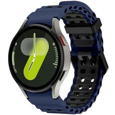 Imagem de Pulseiras de silicone marinho compatíveis com Samsung Galaxy Watch Ultra 7 6 5 4 FE de 47 mm, 40 mm, 44 mm, 5 Pro 6, pulseira respirável, esportiva sem lacunas, compatível com Samsung Watch Ultra de