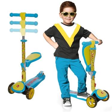 Imagem de SKIDEE Patinete para crianças de 3 a 5 anos | Scooter dobrável de 3 rodas com altura inclinada, ajustável, assento removível e rodas leves de LED | Scooter infantil de até 12 anos de idade para