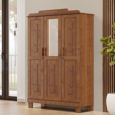 Imagem de Guarda Roupa Roupeiro 3 Portas com Espelho Linha Cobre 1271C Castanho Finestra