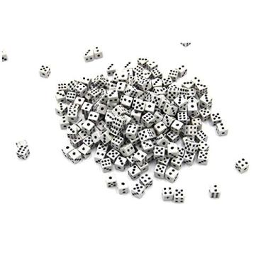 Imagem de KRISMYA 100 peças de dados brancos de 8 mm, dados de jogo para adultos para ensino de matemática, atividades, tema de cassino, brindes de festa, presentes de brinquedo, adereço de truques de mágica
