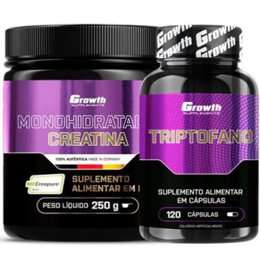 Imagem de Creatina Pura 250g Creapure + Triptofano 120 Caps Growth
