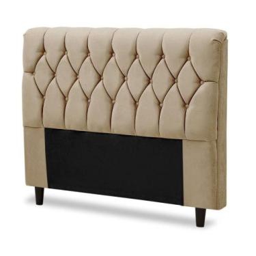 Imagem de Cabeceira Cama Box Istambul Casal 145cmx126cm Suede Bege - MOVALE