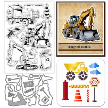 Imagem de GLOBLELAND Carimbo de silicone transparente para veículos de engenharia, escavadeira, empilhadeira, corte, pintura de caminhão de lixo, estênceis de artesanato para fazer cartões, scrapbook