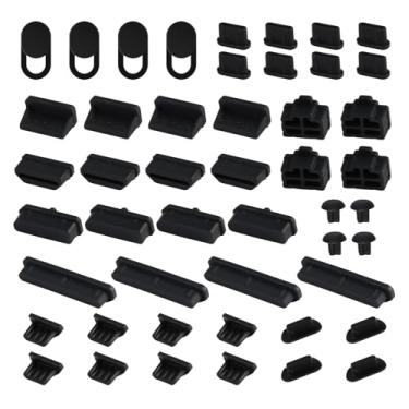 Imagem de TNJPSEK Pacote com 48 plugues de porta de silicone antipoeira para laptop, capa protetora de poeira para computador, capa de webcam micro USB C Slide Lightning USB2.0/3.0 RJ45 HDMI SD Audio DP portas
