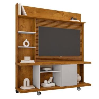 Imagem de Estante para TV Até 47 Polegadas 1 Porta Taurus Ripado 3d Off White/Cinamomo - Móveis Bechara