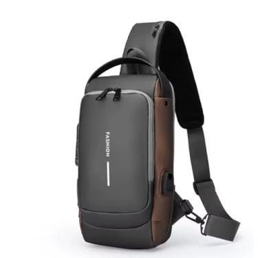 Imagem de Bolsa tiracolo masculina, bolsa tiracolo clássica, de couro, antifurto, bolsa de ombro, multifuncional, para uso diário masculino.