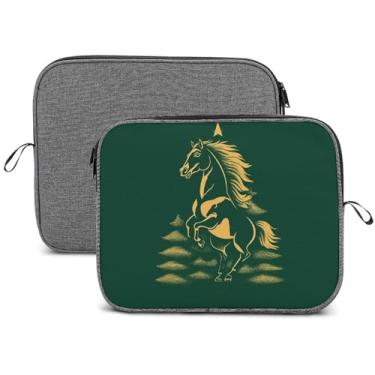 Imagem de Capa para laptop, impermeável, resistente a choques, bolsa protetora para notebook leve, árvore de Natal e sinal de cavalo, capa de transporte compatível com laptop de 13 a 14 polegadas