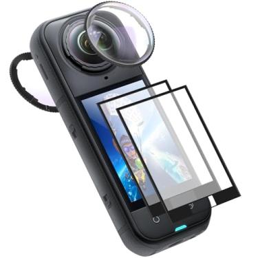 Imagem de Semaiki Protetor de lente Insta 360 X5 Premymum, protetor de lente de câmera antichoque para Insta 360 X5, suporte de botão de tampa de lente de vidro temperado de alta transparência (2 películas de