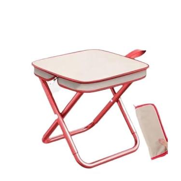 Imagem de GRUKFE Banco portátil, banquinho dobrável pequeno de 33 cm para adultos, banquinho preto ultraleve para caminhadas e pesca, comporta até 120 kg (vermelho)