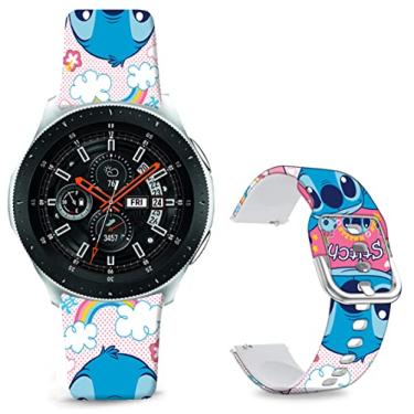 Imagem de Sjiangqiao Pulseira Stitch compatível com Samsung Galaxy Watch 5/Watch de 42 mm/Galaxy Watch 3 de 41 mm/Watch 4 de 40 mm e 44 mm/Active 2/Gear S2 Classic/Gear Sport/Ticwatch 2 de silicone macio com