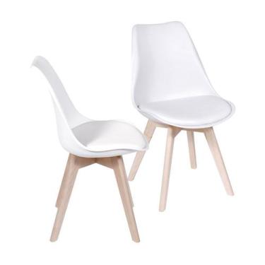 Imagem de Kit 02 Cadeiras Boxbit Joly Saarinen Polipropileno Branca e Almofada e