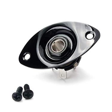 Imagem de WLDJXLGL Placa De Entrada Oval Metal Para Guitarra, Soquete E Saída 1/4" Com Parafusos Guitarra Elétrica Fender Strat Tele Style (Preta)