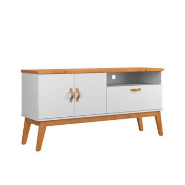 Imagem de Rack Estante Sirius 1.4 3 Portas Branco Acetinado com Cinamomo - Patri