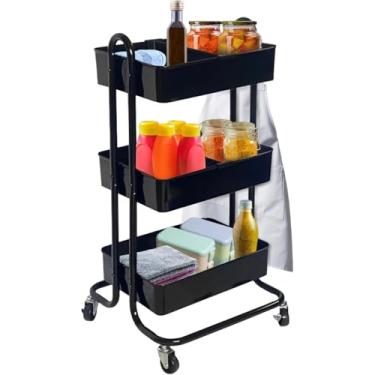 Imagem de USTECH Organize Art Supplies Produtos de Beleza Infantil Cafés e Maquiagem com Organizador de Armazenamento Móvel Multiuso Preto com 10 Gavetas (3 Níveis)