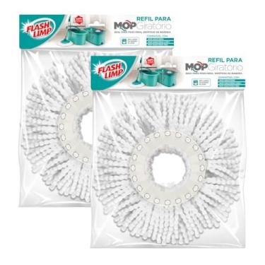 Imagem de Kit 2 Refil Microfibra 16cm para Mop Giratório 360 Graus, Esfregão 3 em 1
