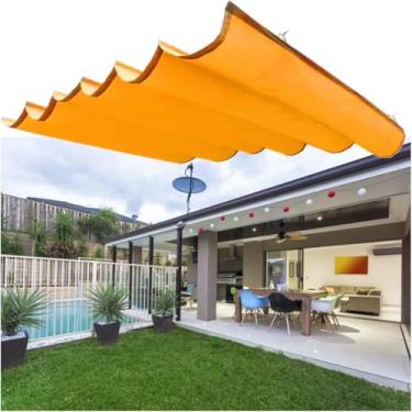 Imagem de Capa De Sombra De Pérgola Retrátil Personalizada, Toldo De Sombra Ajustável Em Forma De U à Prova D'água Ao Ar Livre, Vela De Sombra De Onda Deslizante Para Pérgola, One Color, Custom size