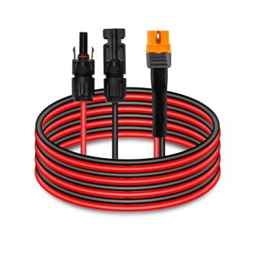 Imagem de GUZIKO Cabo de carregamento solar 12AWG de 6,5 m, chicote de conexão XT60i para estação de energia portátil, cabo de extensão solar IP68 à prova d'água com adaptador XT60 atualizado
