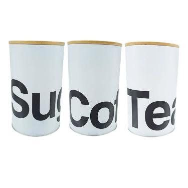 Imagem de Kit 3 Potes Herméticos Com Tampa de Bambu Porta Mantimentos