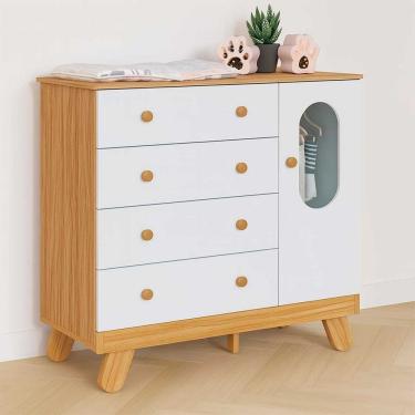 Imagem de Cômoda Trocador Com Janela 4 Gavetas Pingo Quarto Bebê