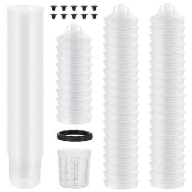 Imagem de HUGEBO Kit De Copo Mistura Para Pulverizador Tinta Descartável Com 125 Microns 22 Onças (650 Ml), 50 Revestimentos, Tampas, 1 Rígido, Anel Retenção E 10 Tampões