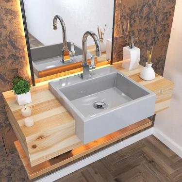 Imagem de Cuba Semi Encaixe Quadrada Xq395w Colorida Cinza