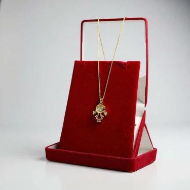 Imagem de Cordão Feminino 1Mm Menina Cravejado - Banhado A Ouro 18K