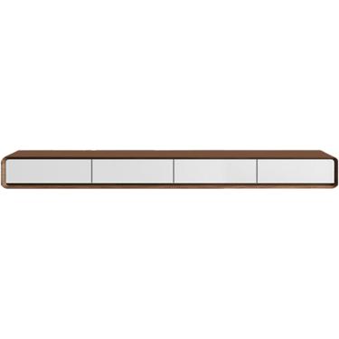 Imagem de Suporte De Tv De Parede De Madeira Maciça Suporte De Tv Flutuante De Luxo Leve Para Sala De Estar Com Armários E Gavetas Muito Espaço De Armazenamento Eco, White, 200 * 24 * 24cm