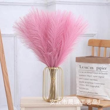 Imagem de kit 20 Flores artificiais de junco, rabo de cão e junco decorativo para arranjos florais(Rosa escuro,Aproximadamente 53 cm)