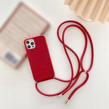 Imagem de Colar crossbody cinta cordão cabo caso de telefone para samsung galaxy s6 s7 borda s8 s9 s10 plus s10lite s10e lite 5g capa macia, vinho tinto, para s8