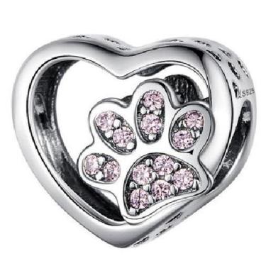 Imagem de Berloque Mundo Briller Separador Patinha No Coração Prata