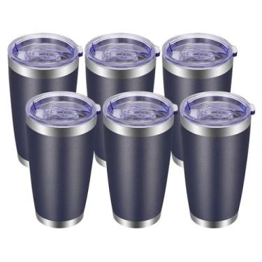 Imagem de Copo VEGOND de aço inoxidável 600 ml com tampa e canudo, pacote com 6