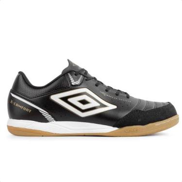Imagem de Chuteira Futsal Umbro X-Comfort Masculina, Preto, Dourado, 44.