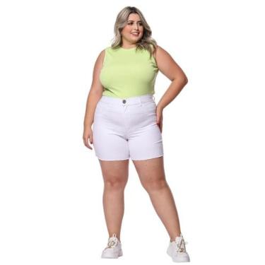 Imagem de Bermuda Feminina Sarja Plus Woman Razon Jeans, 52, Branco