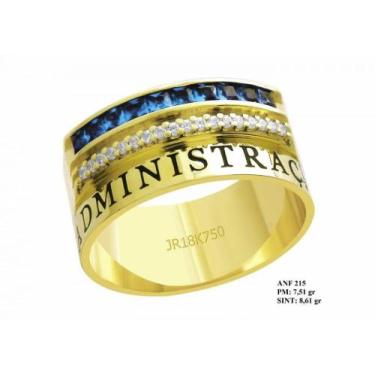 Imagem de Anel de formatura para Administração Ouro 18K Turmalina e Brilhantes e