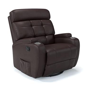 Imagem de Poltrona do Papai Reclinável Manual Com base Giratória e Balanço em Corino Importado (Marrom)