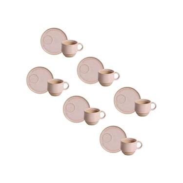 Imagem de Conjunto de Xícaras de Chá com Pires Porto Brasil Linhas Litchi 230ml - 6 Peças