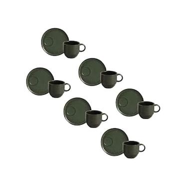 Imagem de Conjunto de Xícaras de Chá com Pires Porto Brasil Linhas Greenery 230ml - 6 Peças