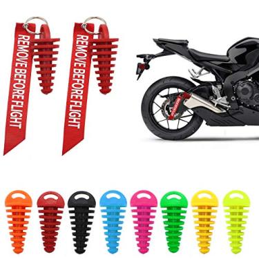Imagem de 1,5 cm - 3,8 cm, 2 peças de plugue de lavagem silenciador para motocicleta Dirt Bike 2 tempos silenciador de escape de borracha com chaveiro para remover antes de iniciar o motor vermelho