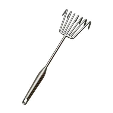 Imagem de Fenteer Ancinho de jardim, ancinho de mão multifuncional portátil, 7 dentes, ferramenta compacta de jardinagem, cultivador para jardineiro, escavação de, L