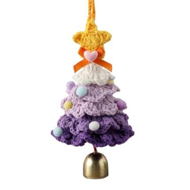 Imagem de Árvore de Natal de crochê, enfeites de árvore colorida gradiente para amigos, família e amantes, plantas de flores feitas à mão para decoração de escritório em casa, enfeites de carro. (Groxo)