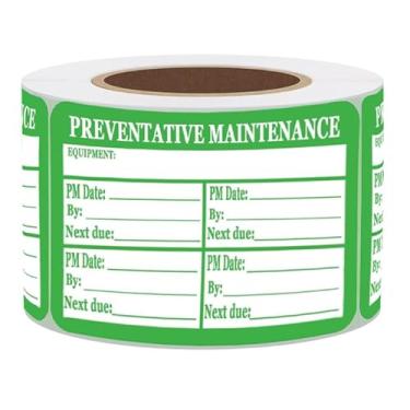 Imagem de Etiquetas adesivas de manutenção preventiva, adesivos de vinil autolaminados verdes, 7,5 x 5,8 cm, manutenção preventiva, segurança até/data/próximo vencimento (200 peças)