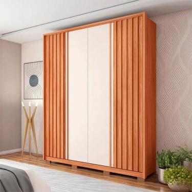 Imagem de Guarda-Roupa Solteiro 4 Portas Bater 3 Gavetas Apollo Caemmun Roupeiro