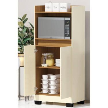 Imagem de Balcão Jet 2 portas micrro com pé e pratel marrom off